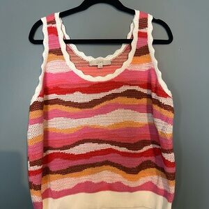 LOFT Red and Pink Sleeveless Tank Top